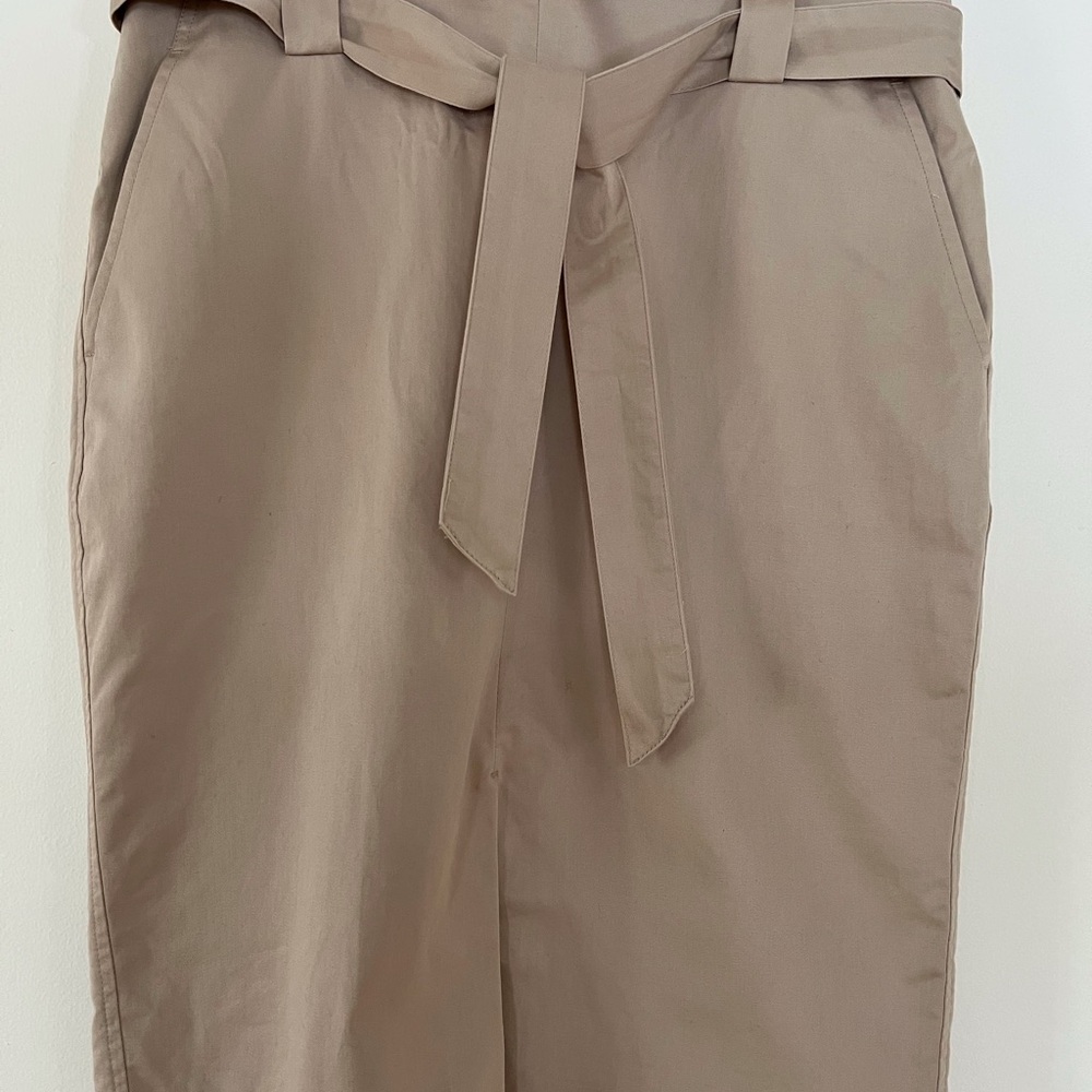 Tan High-Waisted Belted Skirt